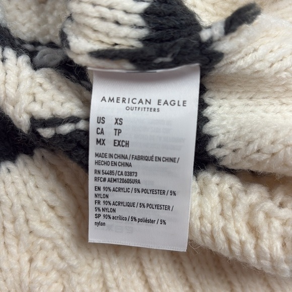 NWOT American Eagle Striped Cable Knit Crewneck Pullover Sweater Cream Navy XS - Picture 7 of 7